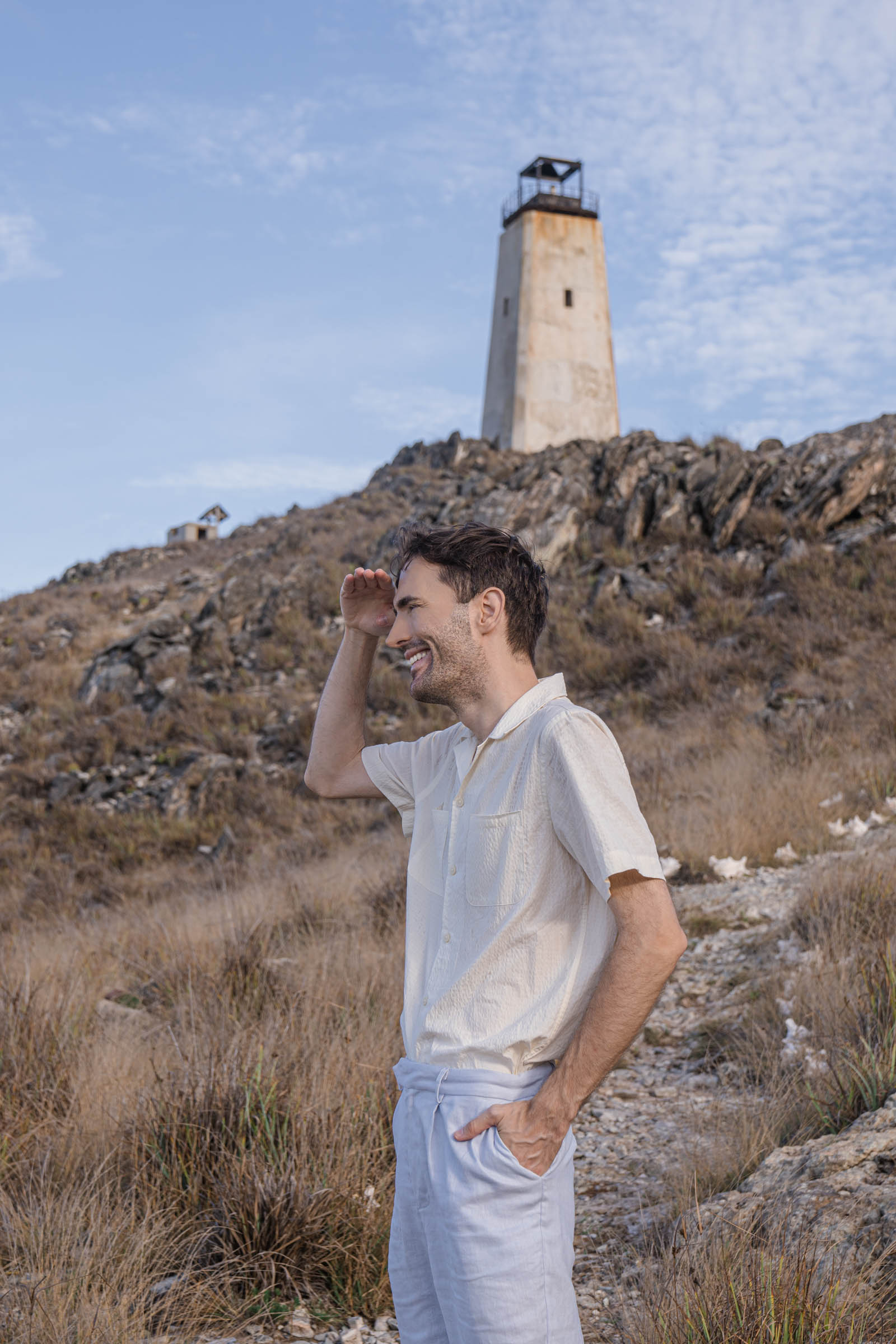 Summer fashion look presented through Marko Tadic owner of Mr.M by Marko Tadic blog wearing functional and elegant Jil Sander outfit ideal for exploring wild terrain of Los Roques archipelago Venezuela