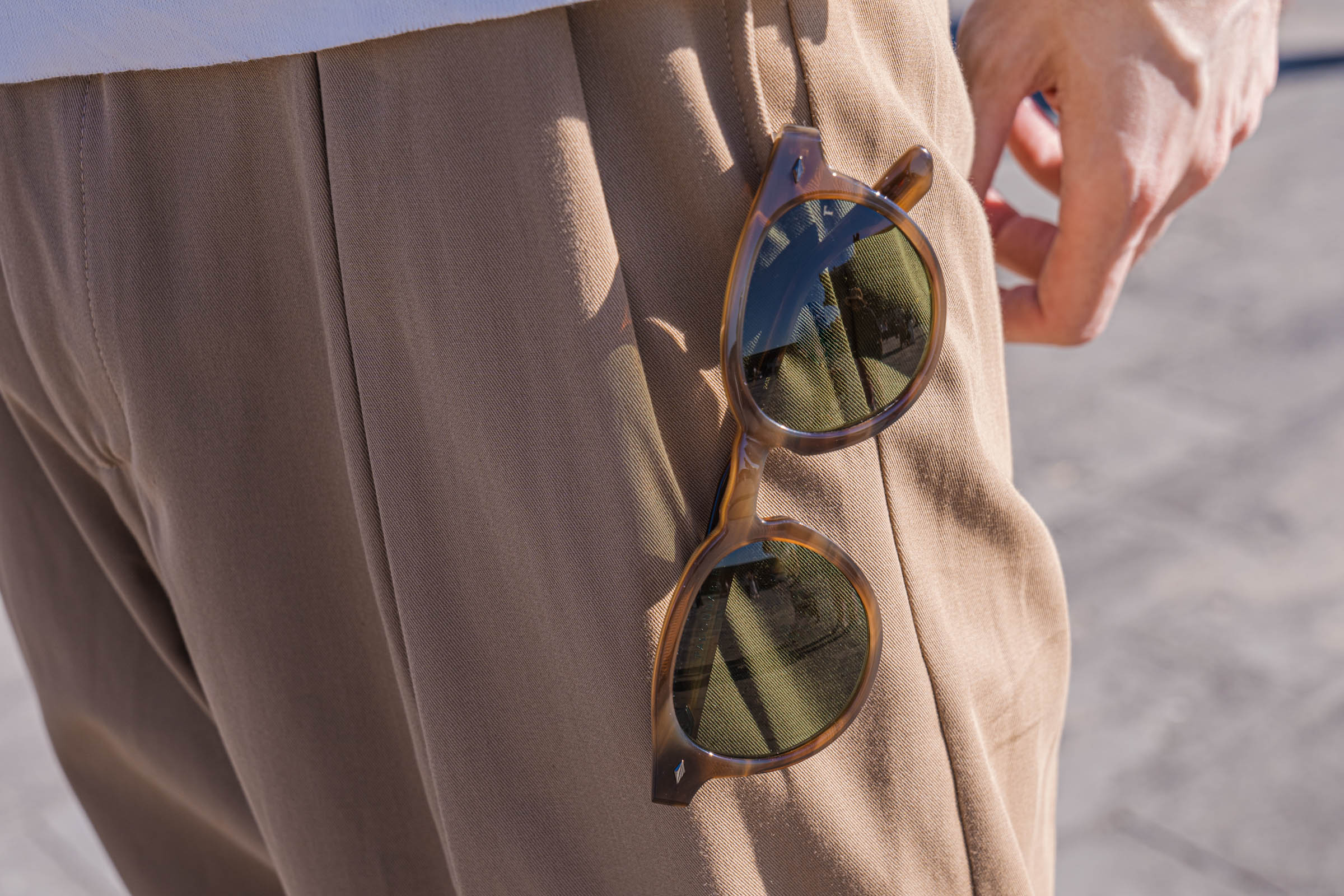 Luxury casual menswear styling - monochromatic beige tones with Loro Piana textiles and Carlos Santos handmade shoes