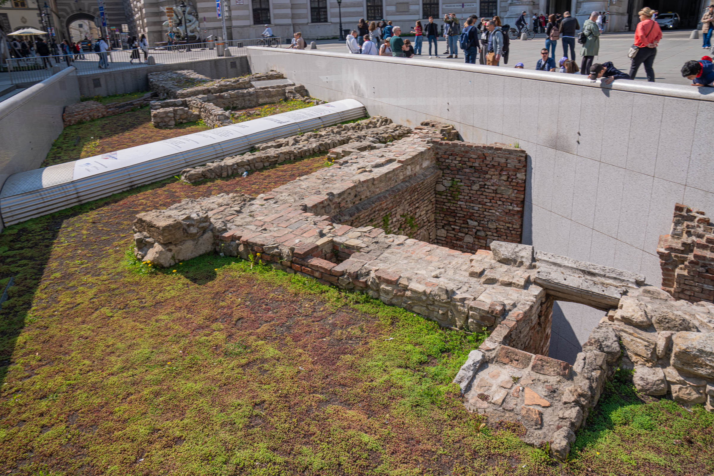 Excavated Roman and medieval ruins on Michaelerplatz square in front of Hofburg Palace, Vienna